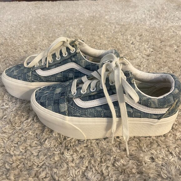 Vans Shoes - Vans Old Skool Platform Patchwork Denim Sneakers Size 6